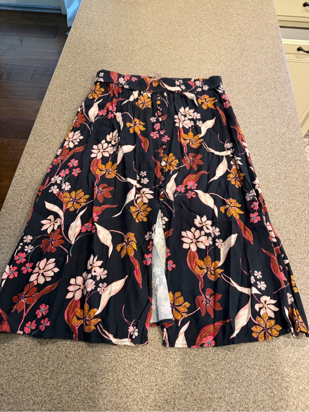 Philosophy Black Circle Skirt with Pink & Gold Floral Print